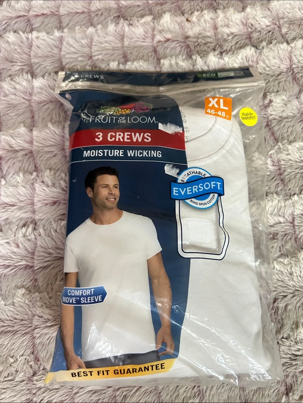 Fruit of the Loom XL White Moisture-Wicking Crew Undershirts - 3 Pack